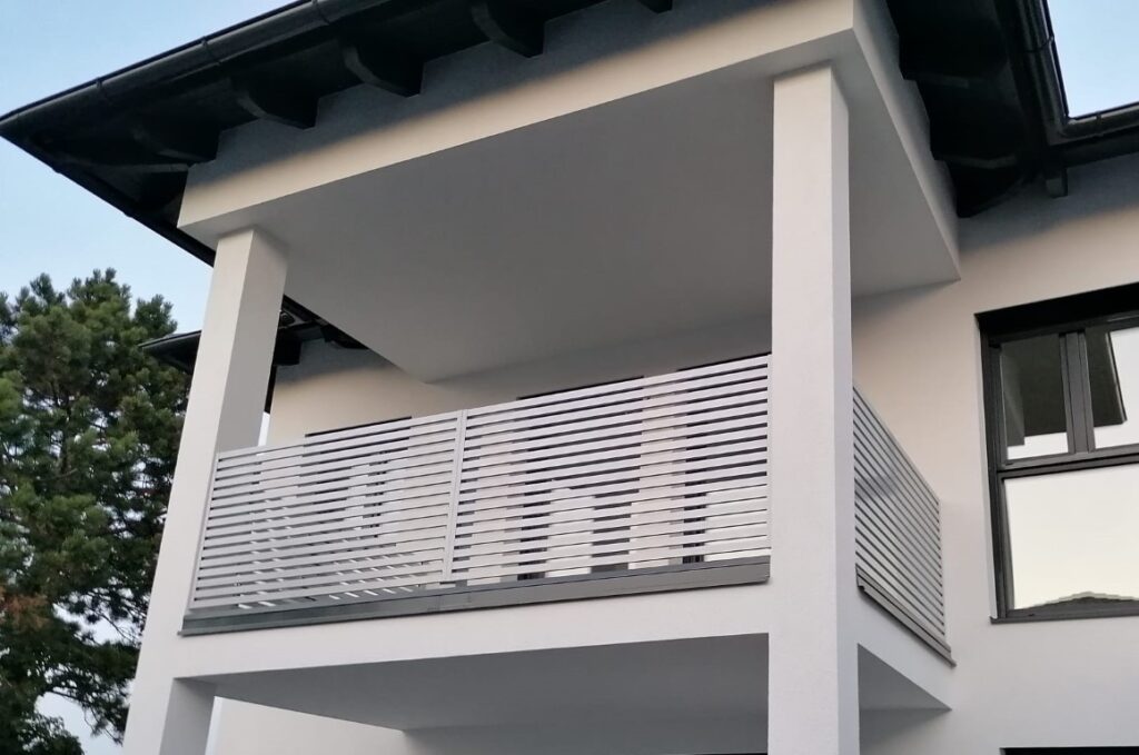 Balkon, Aluminium, modern, grau