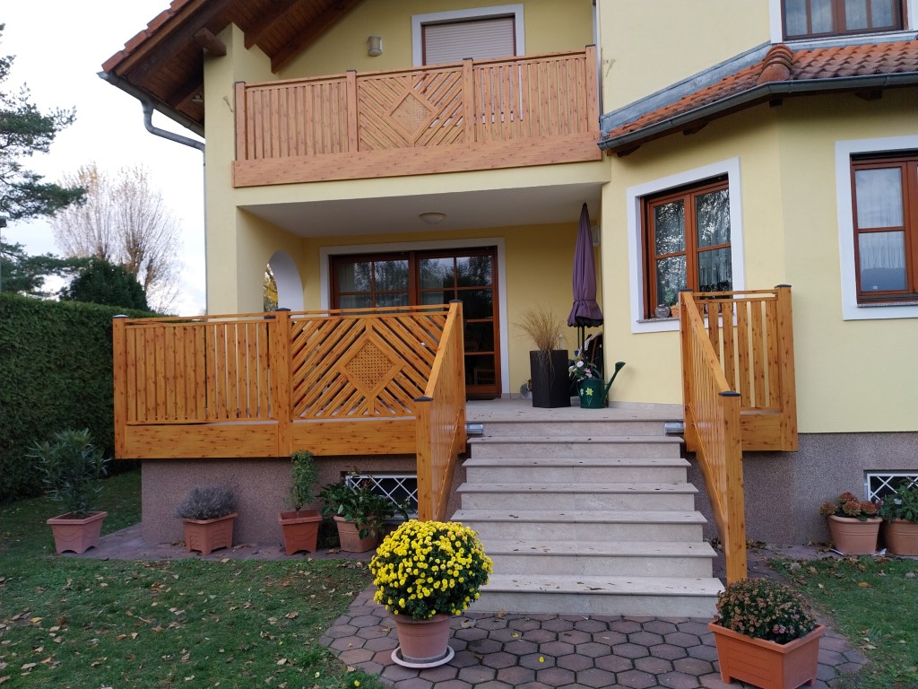 Geländer, Balkon, Holzoptik, Aluminium