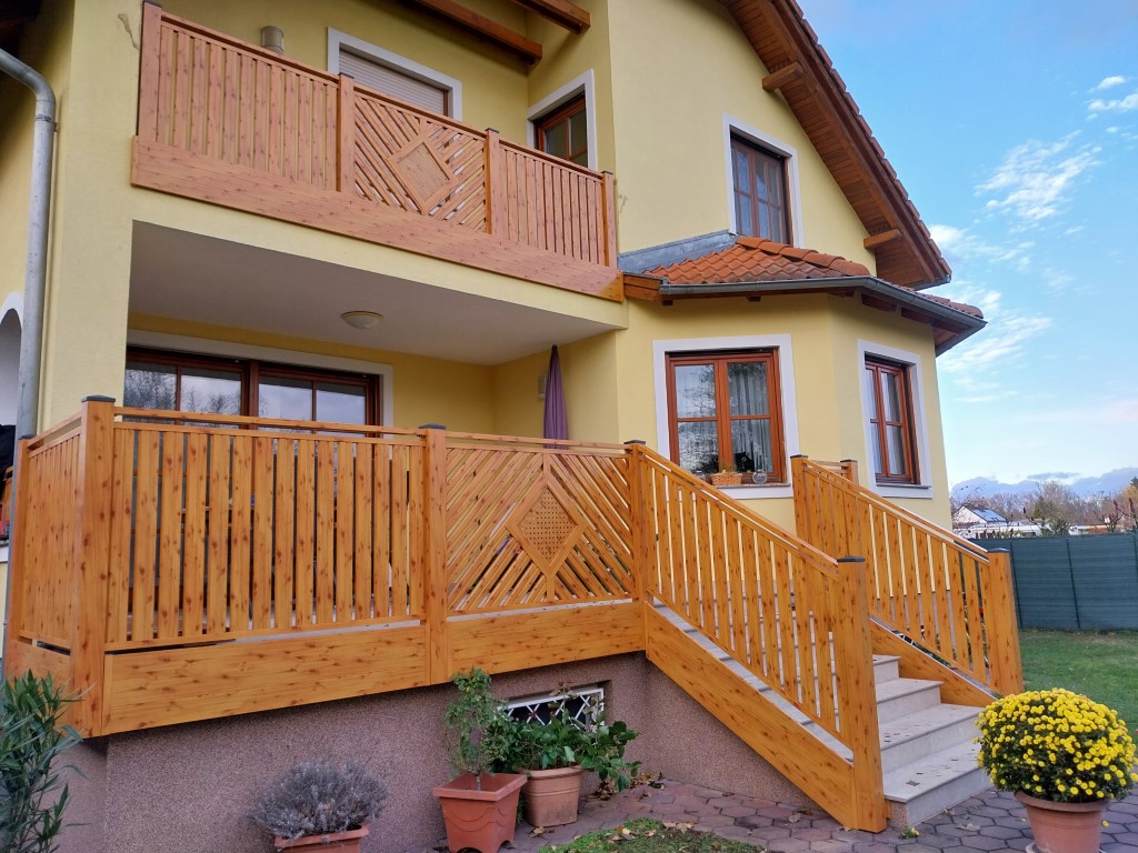 Geländer, Balkon, Holzoptik, Aluminium