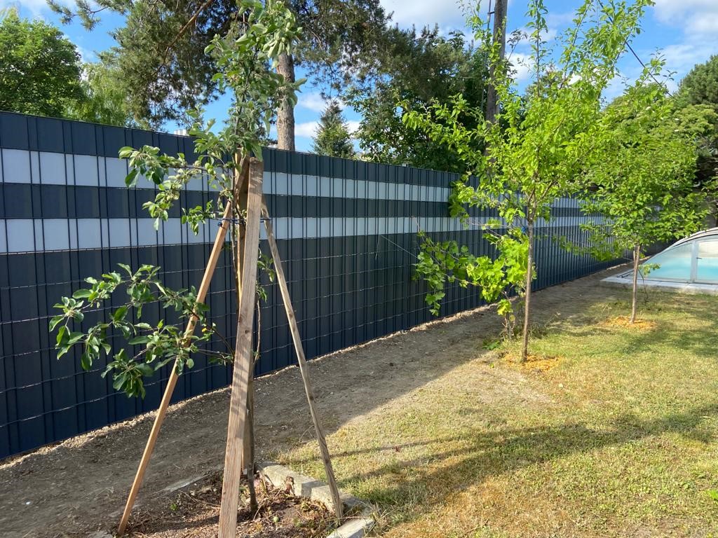 Doppelstabmattenzaun, Sichtschutzstreifen, blickdicht