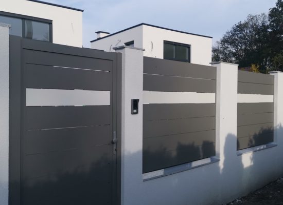 Gartentür, Zaun, Sichtschutz, blickdicht, grau