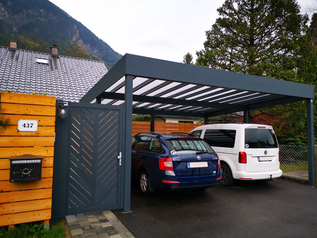 Aluzaun holzoptik, Gartentür Aluminium, Carport Aluminium, anthrazit