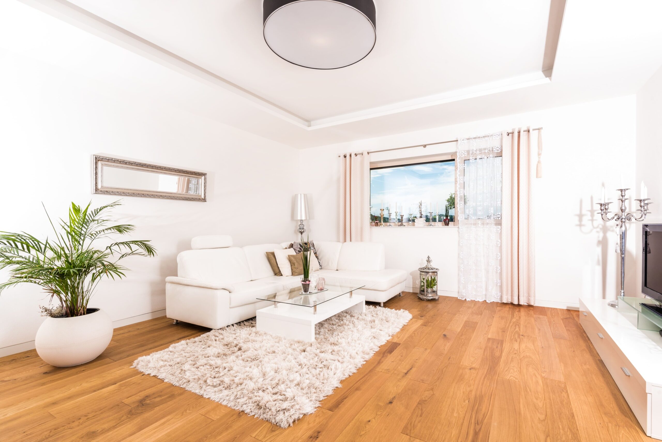 Wohnzimmer mit Fensterfront: Fixverglasung mit Fenster